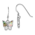 Sterling Silver Butterfly Dangle Earrings with Abalone Shell Inlay, Nature-Inspired Boho Design