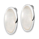 Sterling Silver Clip On Oval Earrings With Mother Of Pearl