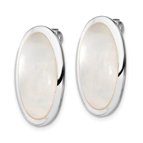 Sterling Silver Clip On Oval Earrings With Mother Of Pearl