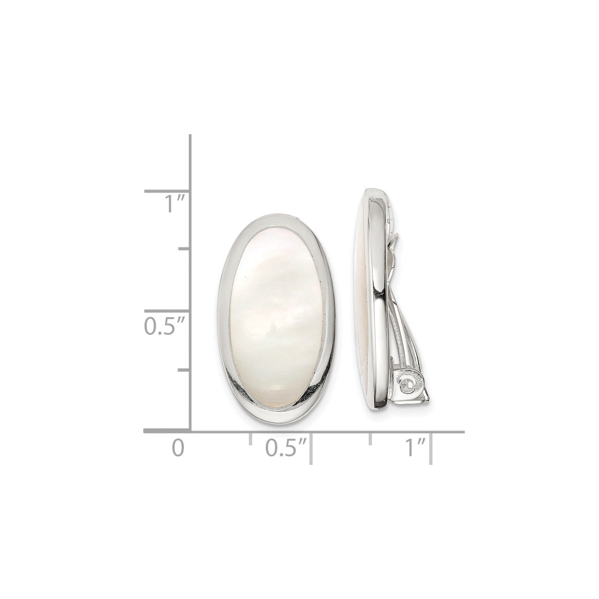 Sterling Silver Clip On Oval Earrings With Mother Of Pearl