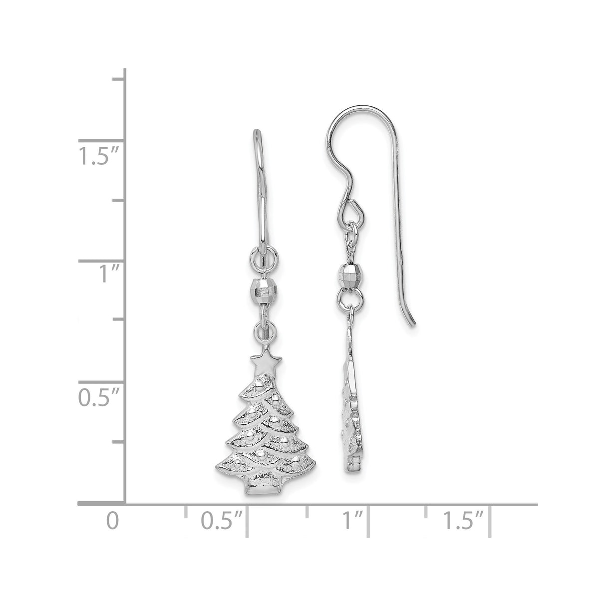 Sterling Silver Christmas Tree Dangle Earrings with Star Charm, Holiday Themed Jewelry for Women