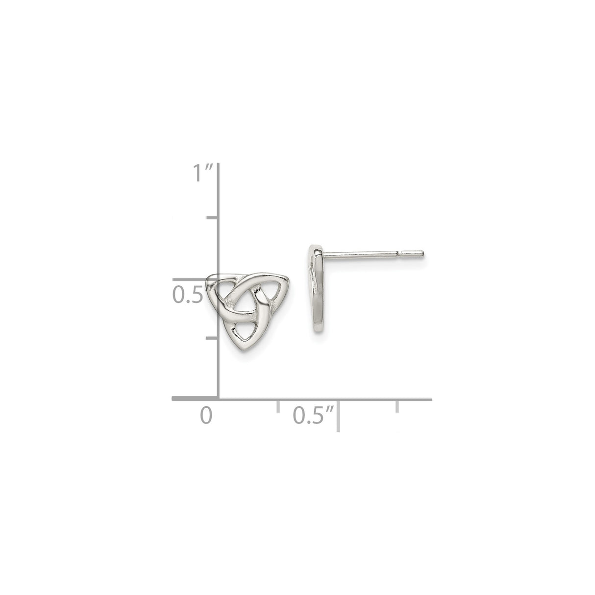Sterling Silver Celtic Trinity Knot Stud Earrings, Irish Heritage Triquetra Design