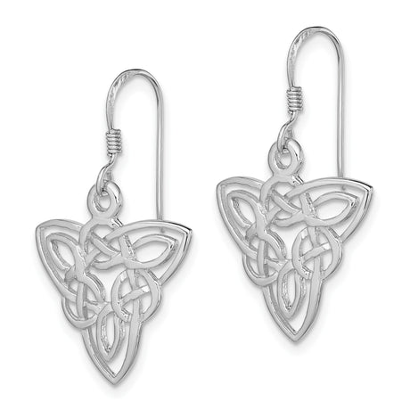 Sterling Silver Celtic Dangle Earrings with Trinity Knot Openwork Design for Women