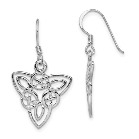 Sterling Silver Celtic Dangle Earrings with Trinity Knot Openwork Design for Women