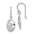 Sterling Silver Dangle Earrings with Oval Swirl Drop Design, Abstract Spiral Motif, Boho Style