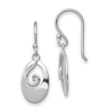 Sterling Silver Dangle Earrings with Oval Swirl Drop Design, Abstract Spiral Motif, Boho Style