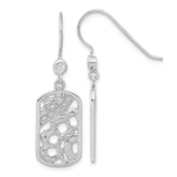 Sterling Silver Dangle Earrings with Cubic Zirconia and Abstract Openwork Design