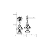 Sterling Silver Dangle Earrings with Bell Shape and Layered Floral Openwork Design