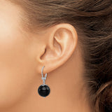 Sterling Silver Dangle Earrings with Black Onyx Beads, Leverback Drop Design