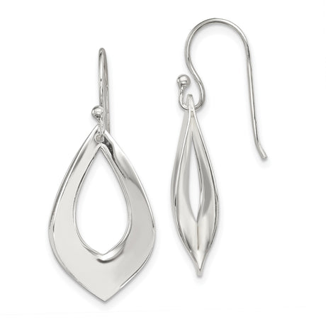 Sterling Silver Dangle Earrings, Open Teardrop Drop Design, Sleek Minimalist Style for Women