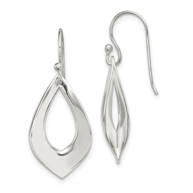 Sterling Silver Dangle Earrings, Open Teardrop Drop Design, Sleek Minimalist Style for Women