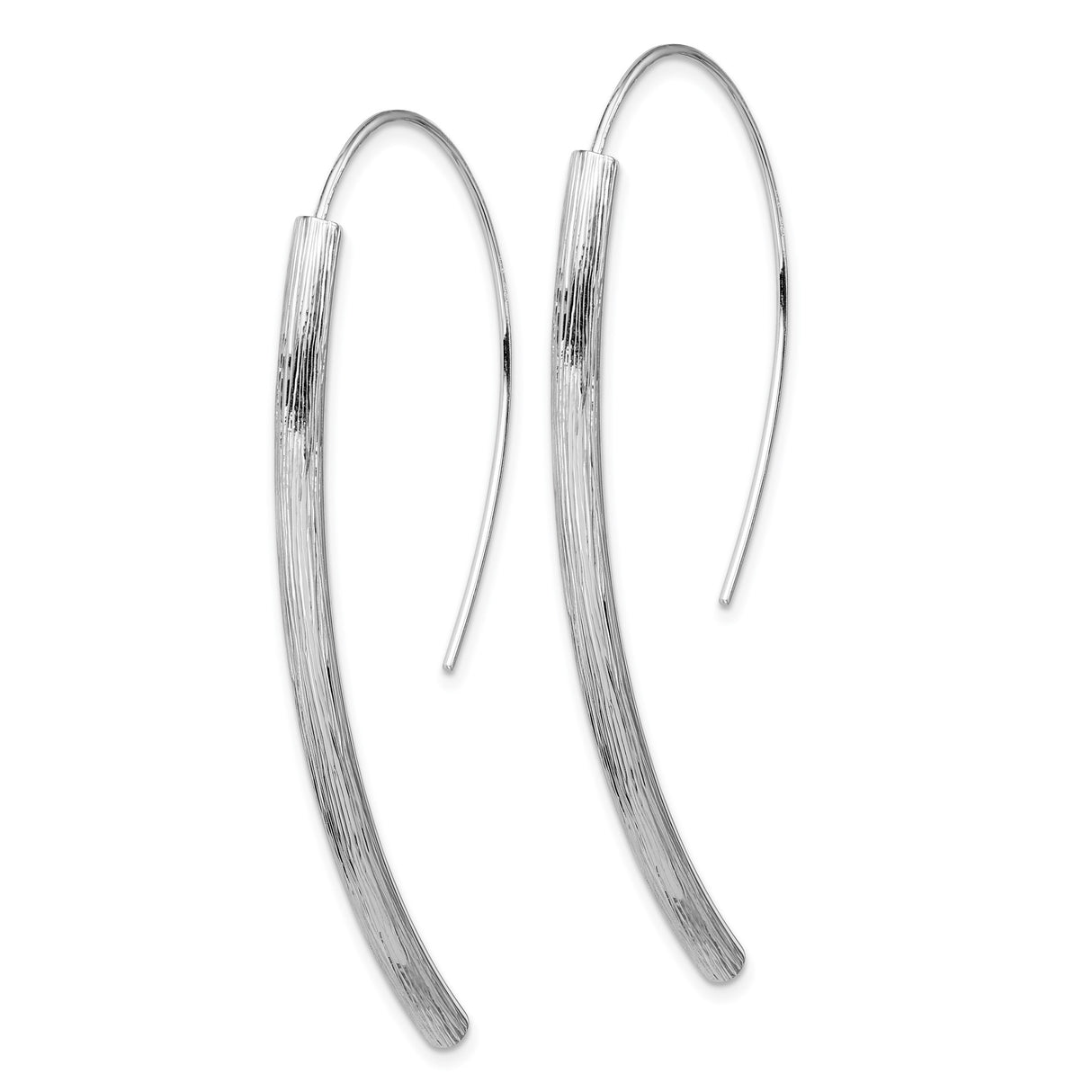 Sterling Silver Threader Earrings with Elongated Bar Drop and Brushed Texture