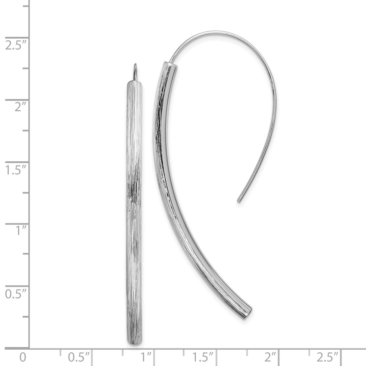 Sterling Silver Threader Earrings with Elongated Bar Drop and Brushed Texture