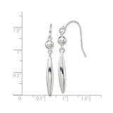Sterling Silver Drop Earrings with Elongated Teardrop Shape and Polished Bead Accents