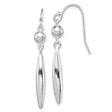 Sterling Silver Drop Earrings with Elongated Teardrop Shape and Polished Bead Accents
