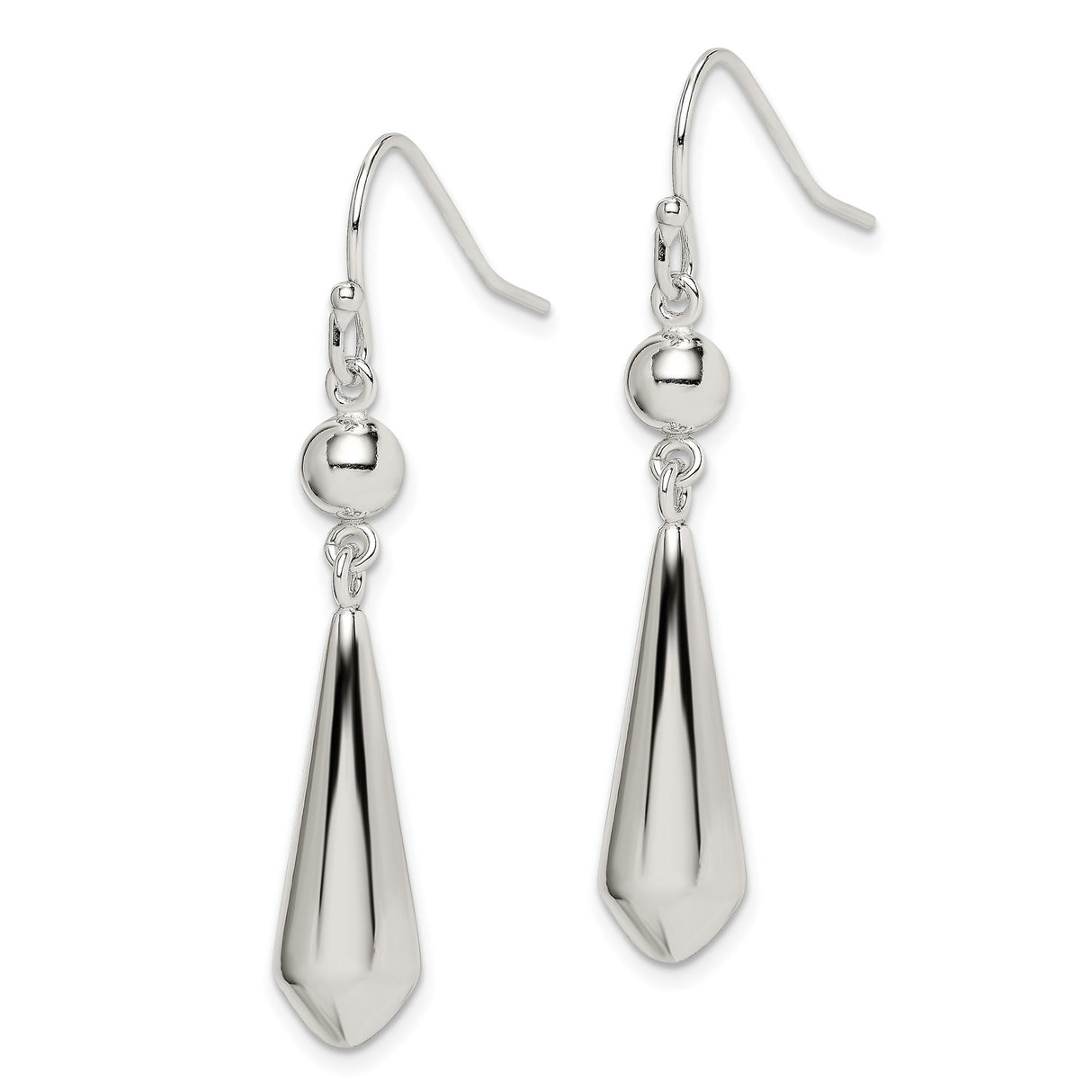 Sterling Silver Drop Earrings, Sleek Teardrop Dangle with Polished Minimalist Design