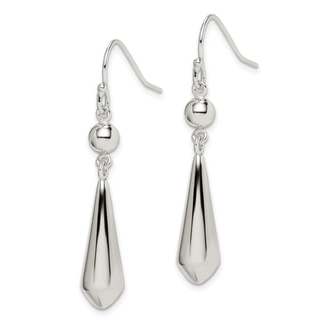 Sterling Silver Drop Earrings, Sleek Teardrop Dangle with Polished Minimalist Design