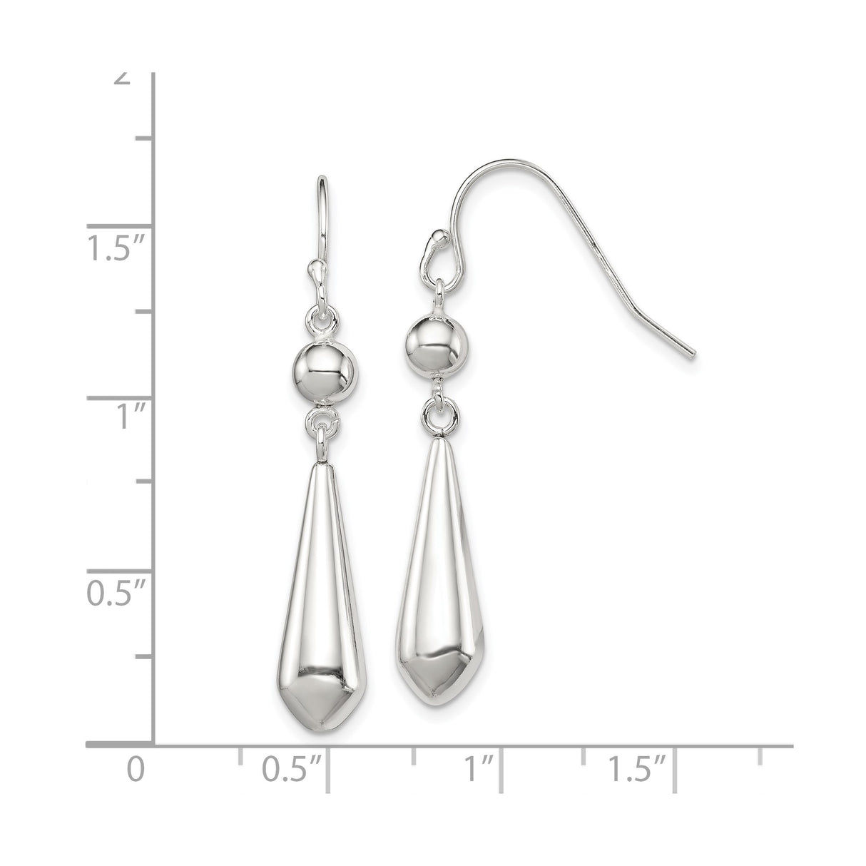 Sterling Silver Drop Earrings, Sleek Teardrop Dangle with Polished Minimalist Design