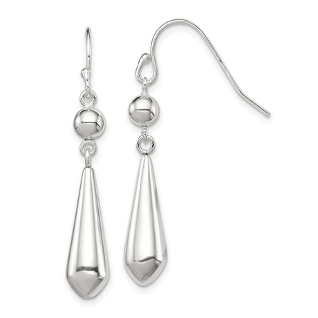 Sterling Silver Drop Earrings, Sleek Teardrop Dangle with Polished Minimalist Design