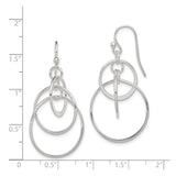 Sterling Silver Dangle Earrings with Interlocking Open Hoops, Modern Geometric Circle Design
