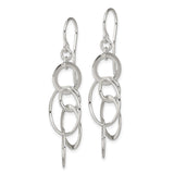 Sterling Silver Dangle Earrings with Interlocking Open Circles, Modern Minimalist Design for Women