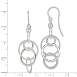 Sterling Silver Dangle Earrings with Interlocking Open Circles, Modern Minimalist Design for Women