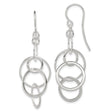 Sterling Silver Dangle Earrings with Interlocking Open Circles, Modern Minimalist Design for Women