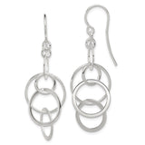 Sterling Silver Dangle Earrings with Interlocking Open Circles, Modern Minimalist Design for Women