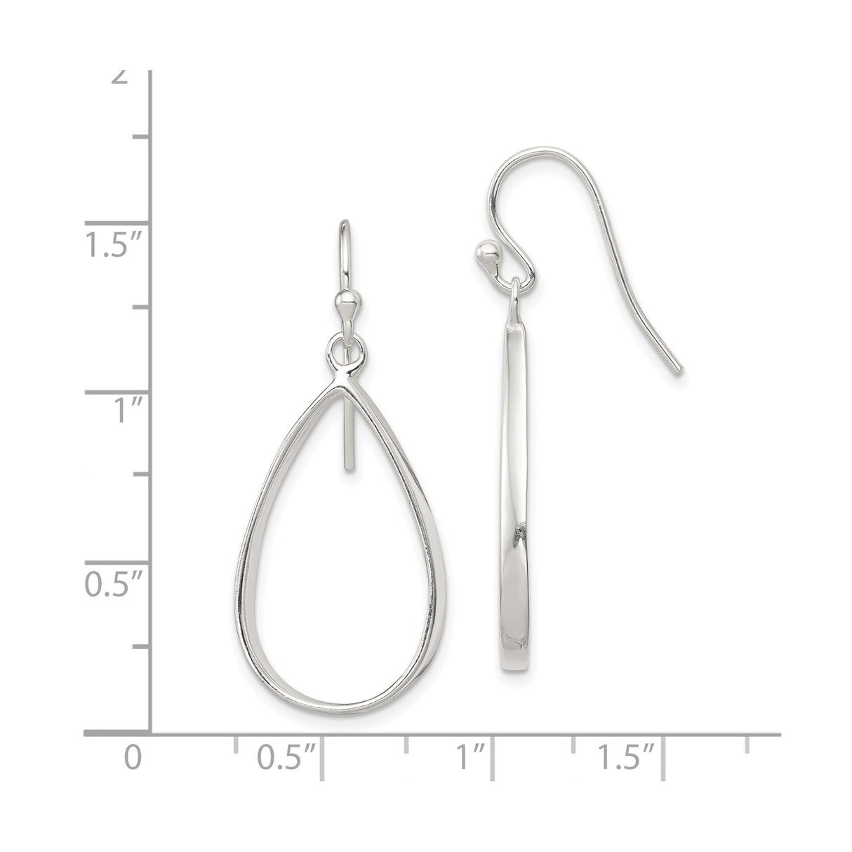 Sterling Silver Dangle Earrings with Open Teardrop Design, Lightweight Minimalist Style