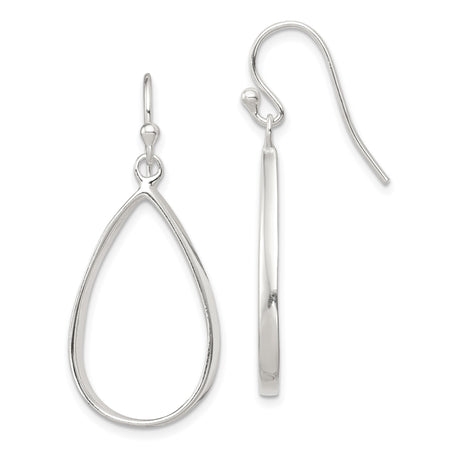 Sterling Silver Dangle Earrings with Open Teardrop Design, Lightweight Minimalist Style