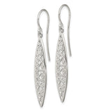 Sterling Silver Dangle Earrings with Marquise Shape and Filigree Scrollwork Design for Women