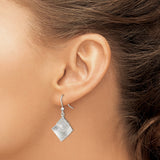 Sterling Silver Geometric Dangle Earrings, Layered Diamond Shape, Satin and Polished Finish