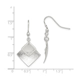 Sterling Silver Geometric Dangle Earrings, Layered Diamond Shape, Satin and Polished Finish