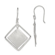 Sterling Silver Dangle Earrings with Brushed Interior and Polished Double Square Design
