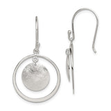 Sterling Silver Dangle Earrings with Textured Disc and Open Circle Design, Modern Minimalist Style