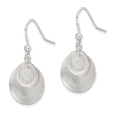 Sterling Silver Dangle Earrings with Layered Textured and Polished Discs, Geometric Style