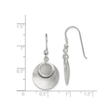 Sterling Silver Dangle Earrings with Layered Textured and Polished Discs, Geometric Style