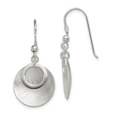 Sterling Silver Dangle Earrings with Layered Textured and Polished Discs, Geometric Style