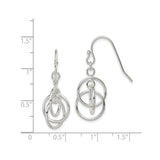 Sterling Silver Dangle Earrings with Interlocking Open Circle Hoops, Geometric Drop Design
