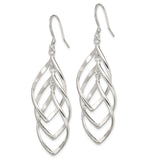 Sterling Silver Dangle Earrings with Open Marquise Twist and Fluid Curves Design for Women