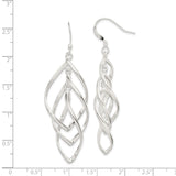 Sterling Silver Dangle Earrings with Open Marquise Twist and Fluid Curves Design for Women