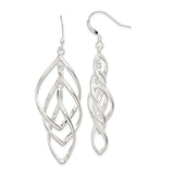 Sterling Silver Dangle Earrings with Open Marquise Twist and Fluid Curves Design for Women