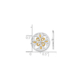 Sterling Silver Pendant with Yellow Gold Accents, Floral Filigree Mandala Design