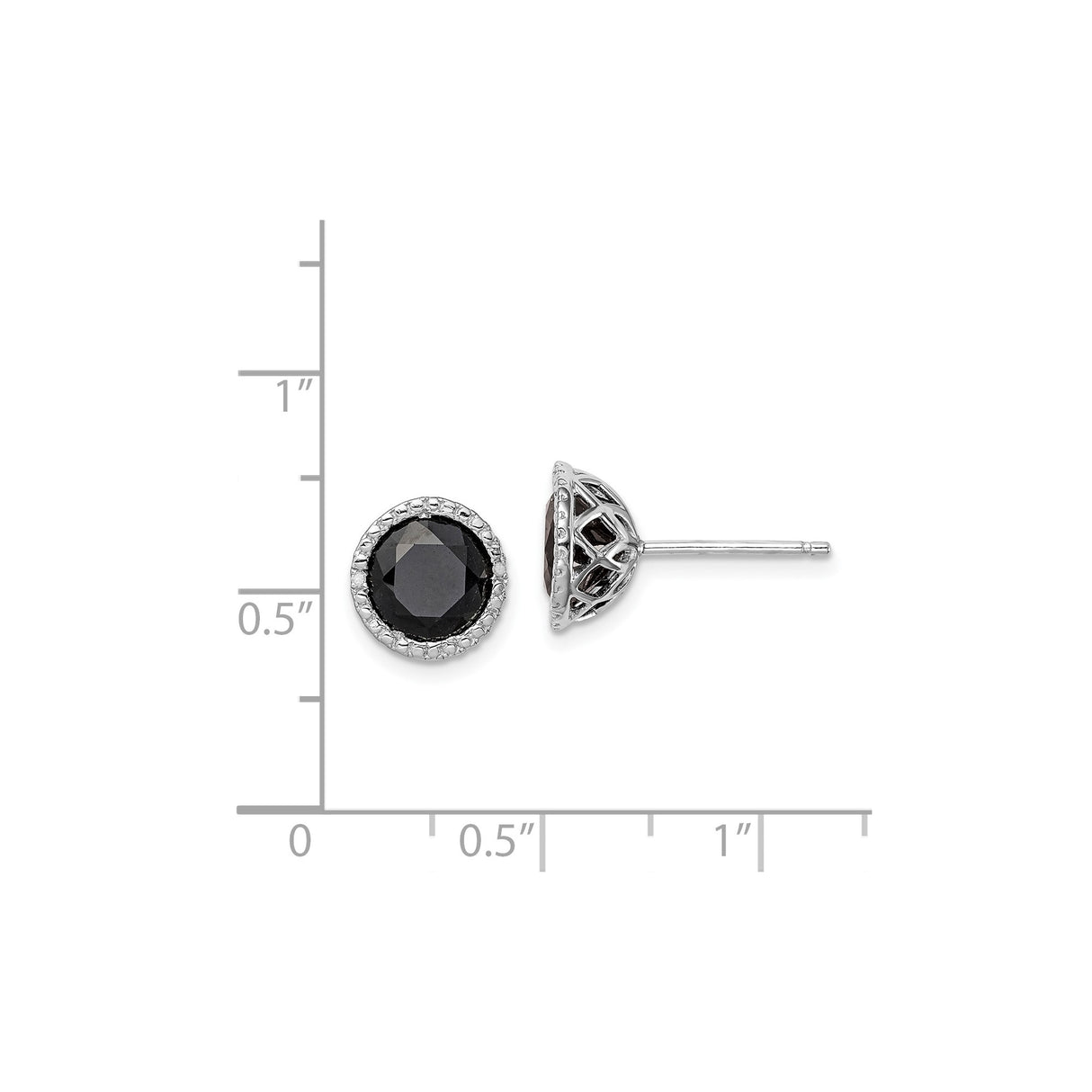 Sterling Silver Stud Earrings with Sapphire and Diamond Halo in Vintage Style