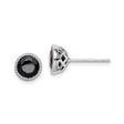 Sterling Silver Stud Earrings with Sapphire Gemstone in Vintage Bezel Setting for Women