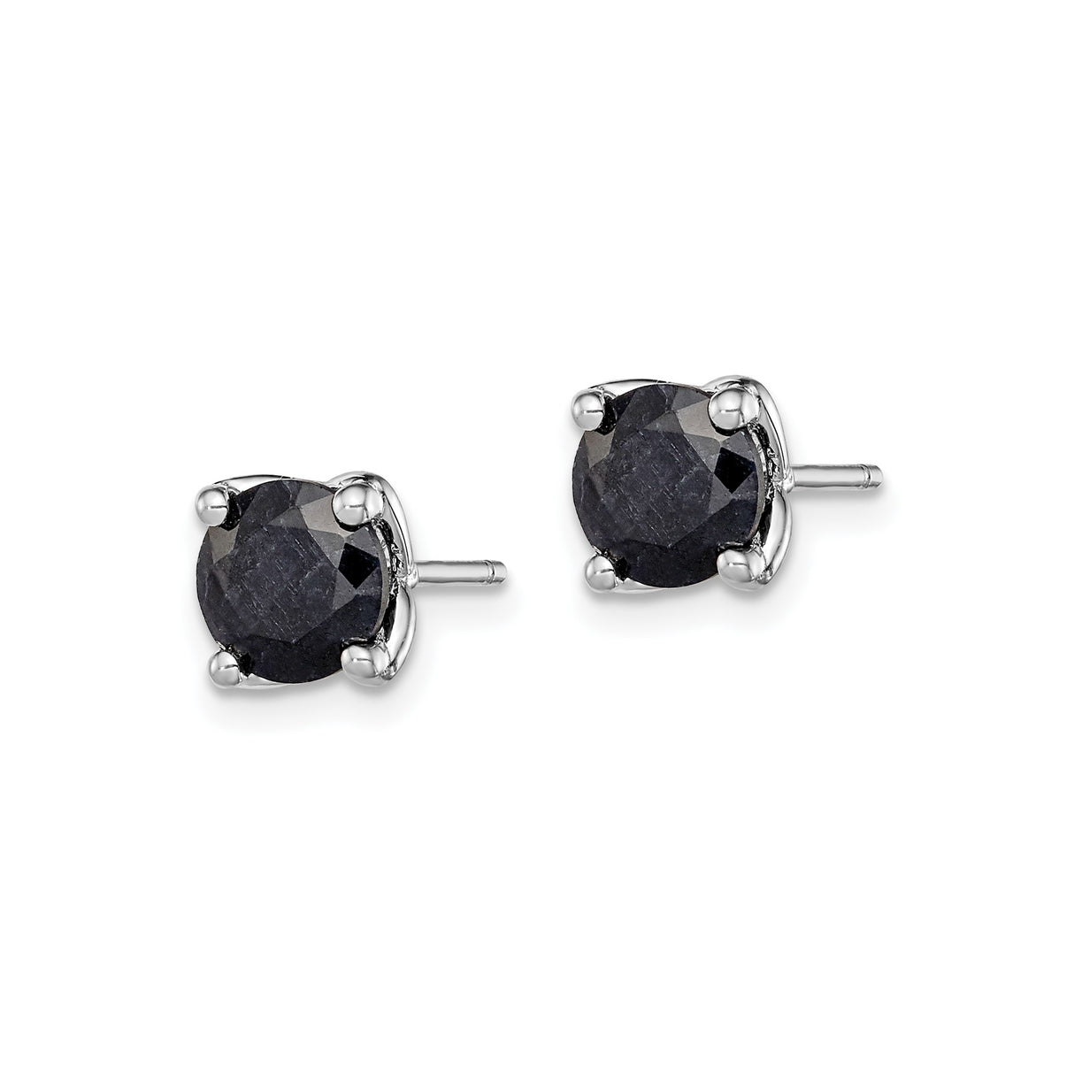 Sterling Silver Stud Earrings with Sapphire in Four Prong Setting, Minimalist Style for Women
