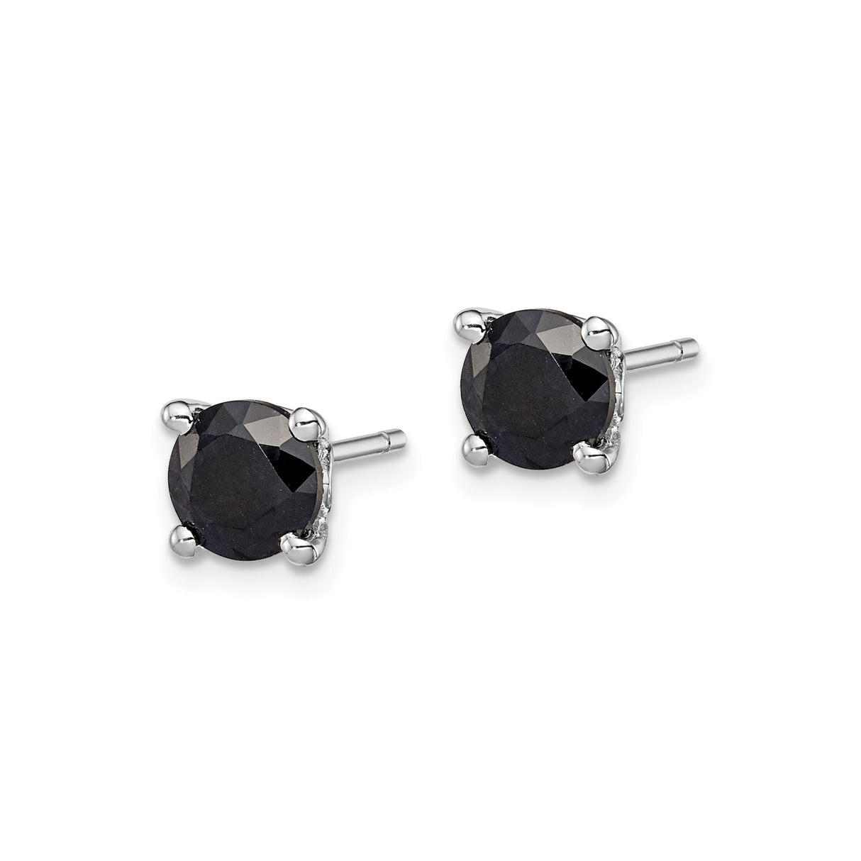 Sterling Silver Black CZ Stud Earrings Four Prong Unisex