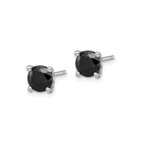 Sterling Silver Black CZ Stud Earrings Four Prong Unisex