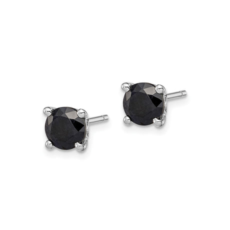 Sterling Silver Black CZ Stud Earrings Four Prong Unisex