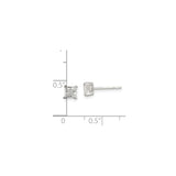 Sterling Silver Stud Earrings with Princess Cut Cubic Zirconia, Square Minimalist Design